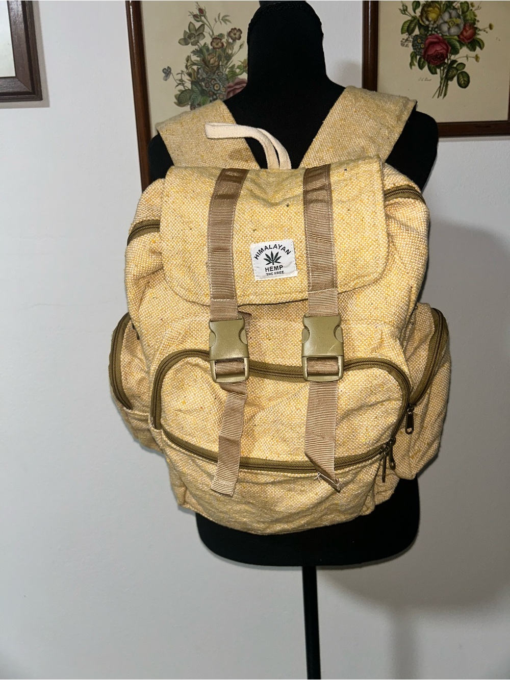 Himalayan Hemp Yellow Canvas Backpack for Men